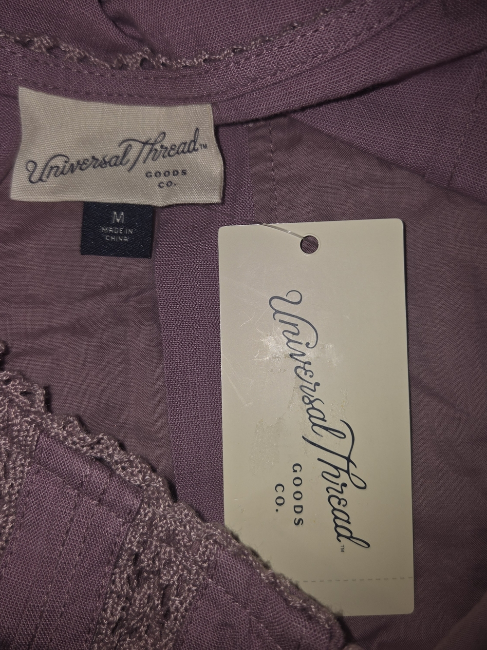 Universal Thread Mauve Lace-Trim Button Front Tank - Picture 5 of 5